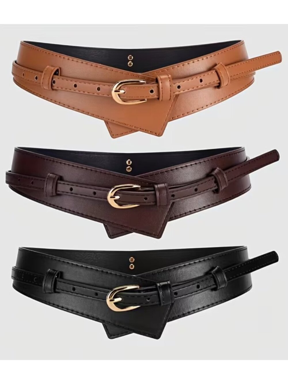 NWT 2-in-1 Faux Leather Corset Waist Belt Convertible Skinny Cinch Cummerbund